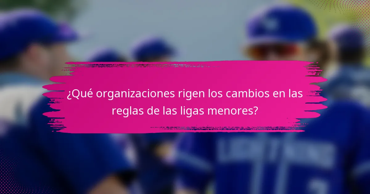 ¿Qué organizaciones rigen los cambios en las reglas de las ligas menores?